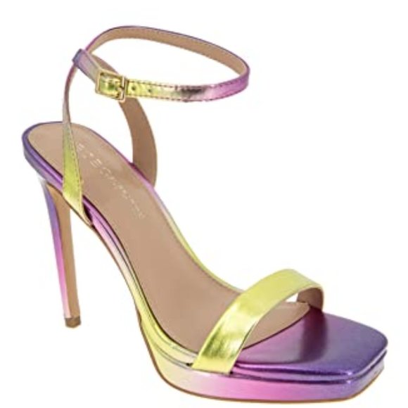 BCBGeneration Cadence Open Toe Strappy Metallic Ombre Sandal Heel sz 8 NWT - Picture 5 of 8
